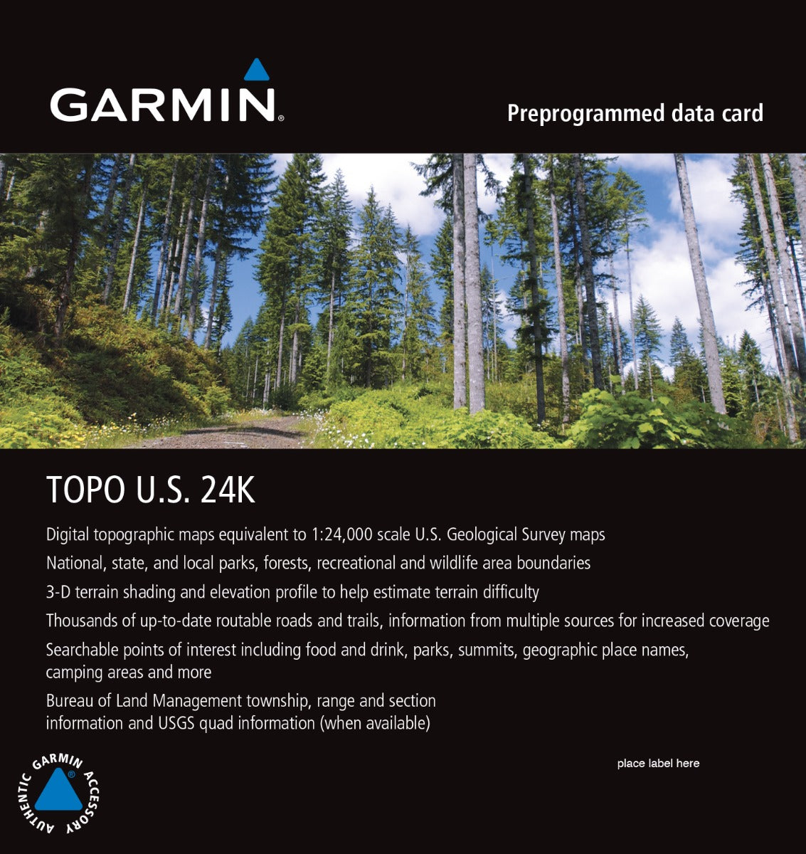 Garmin TOPO U.S. 24K North Central SD card packaging with forest map artwork
