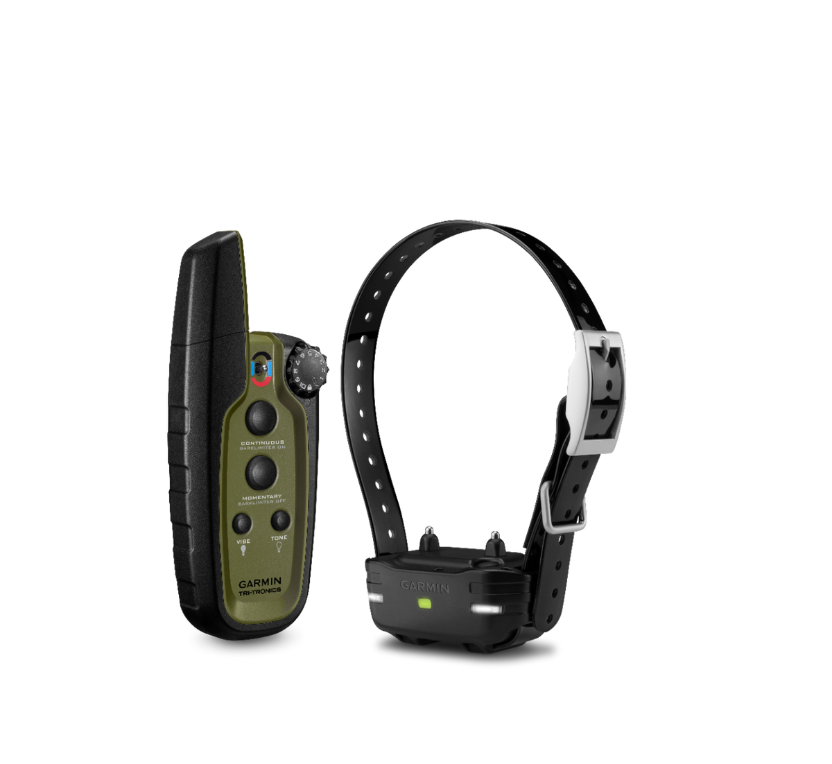 Garmin Sport PRO Bundle (2-piece): olive-green remote transmitter and black dog training collar, Pro Series