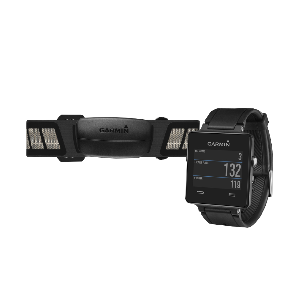 Garmin Vivoactive GPS smartwatch 2-piece bundle with black chest strap, Garmin Certified Refurbished