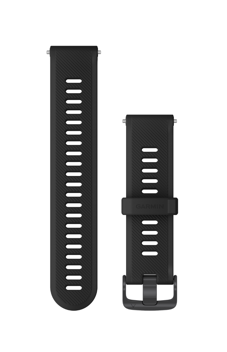 Garmin 745 replacement watch strap, black band with slate hardware, two-piece Garmin band (010-11251-9B)