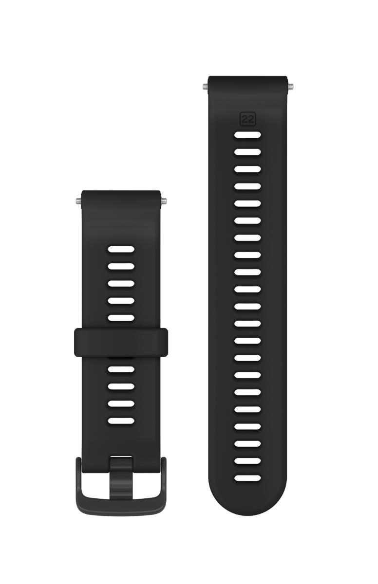 Garmin 745 replacement watch strap set, black band with slate hardware; two straps included (010-11251-9B)