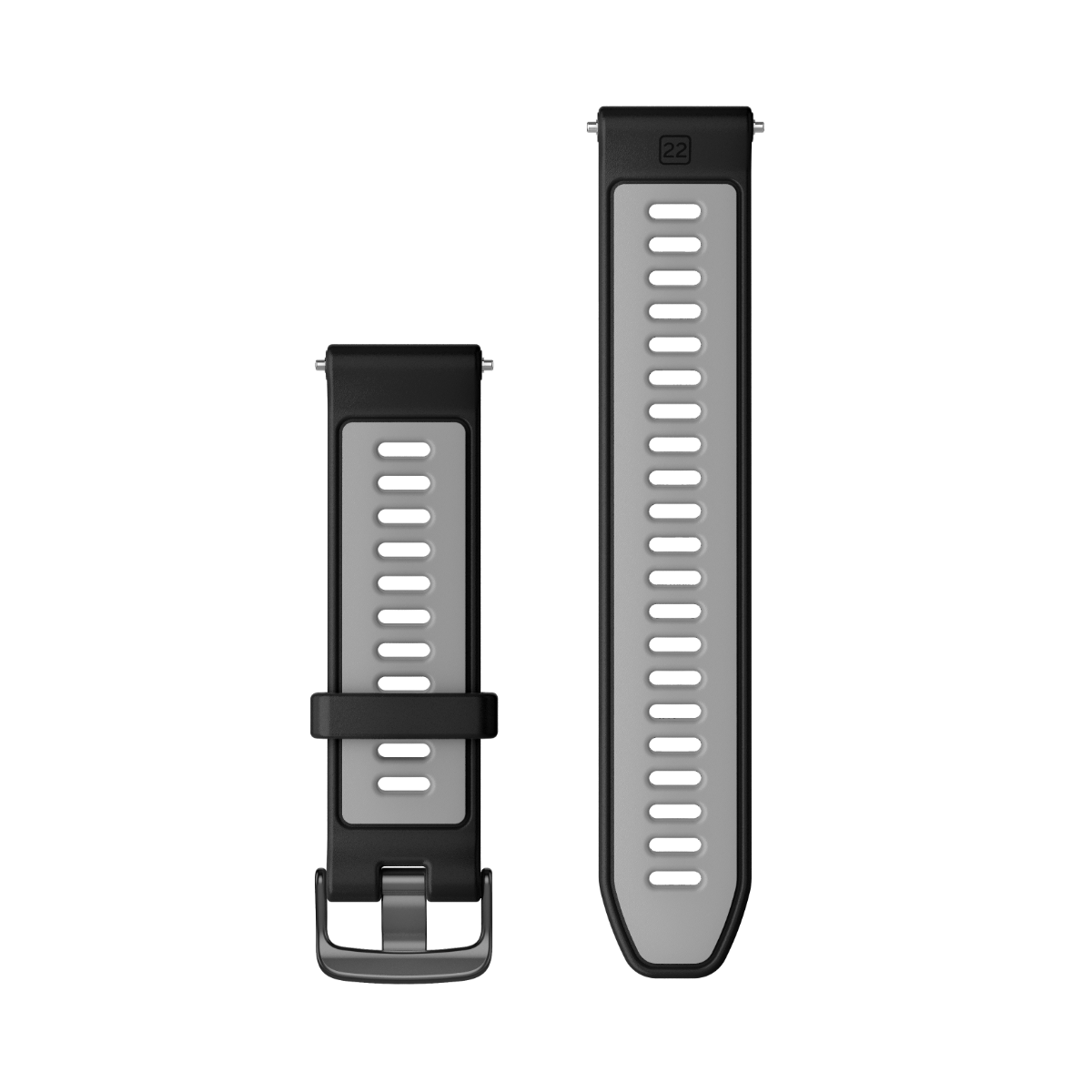 Garmin Forerunner watch bands pair, 22 mm, black with powder gray inner, slate hardware