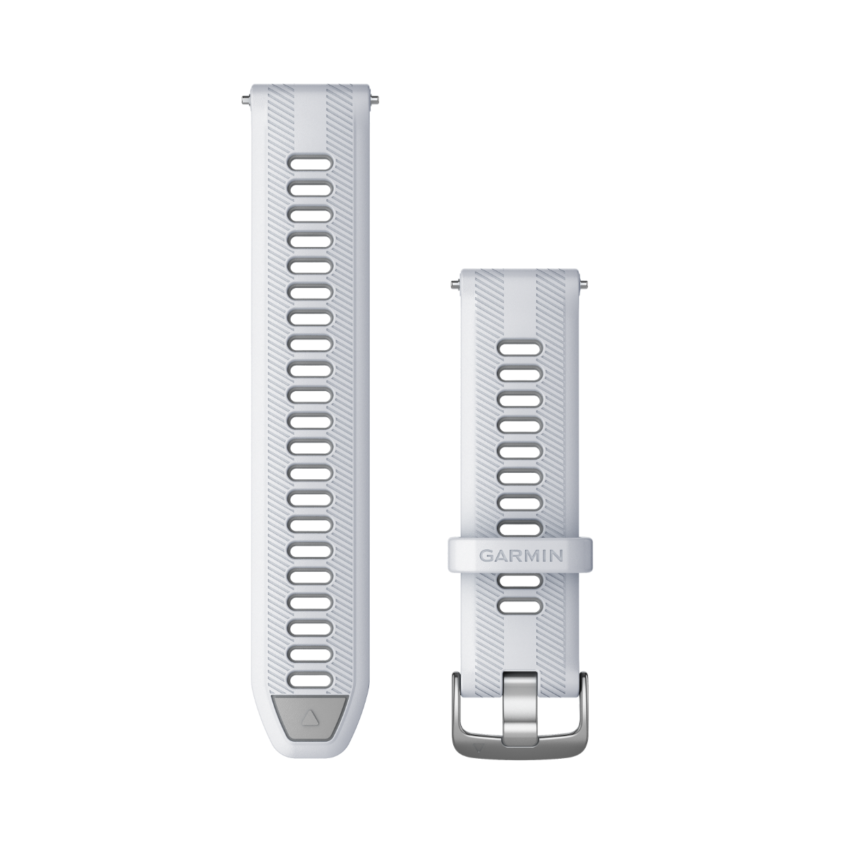 Garmin Forerunner 22mm watch bands Whitestone/Powder Gray with silver hardware; two-piece set