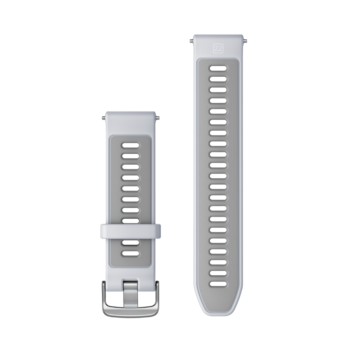 Garmin Forerunner watch bands, 22mm Whitestone/Powder Gray with silver hardware, set of 2