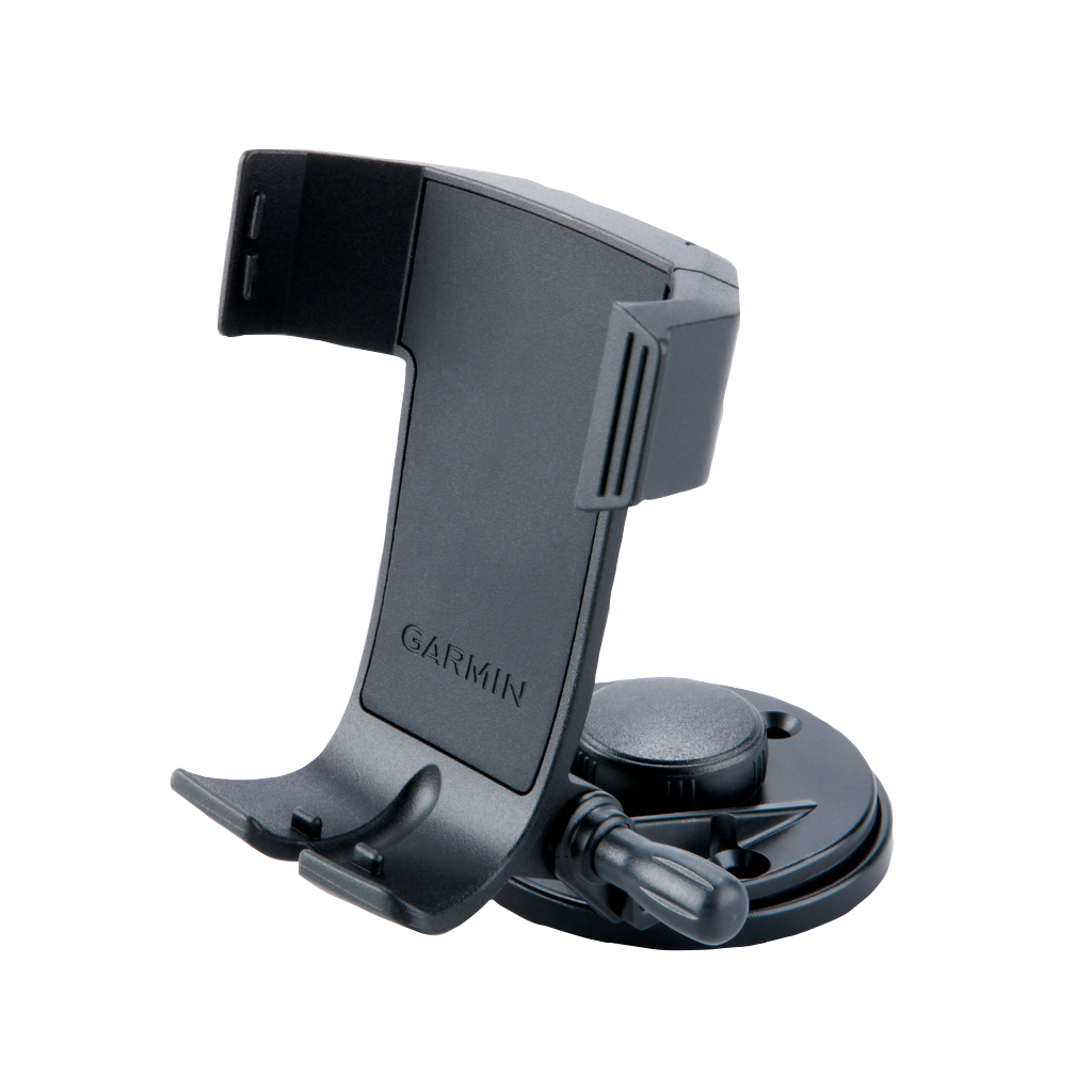 Garmin Marine GPS Mount with suction base, black plastic cradle.