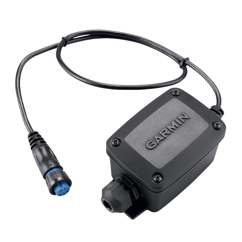Garmin 6-pin to 8-pin transducer sounder adapter wire block with blue circular connector