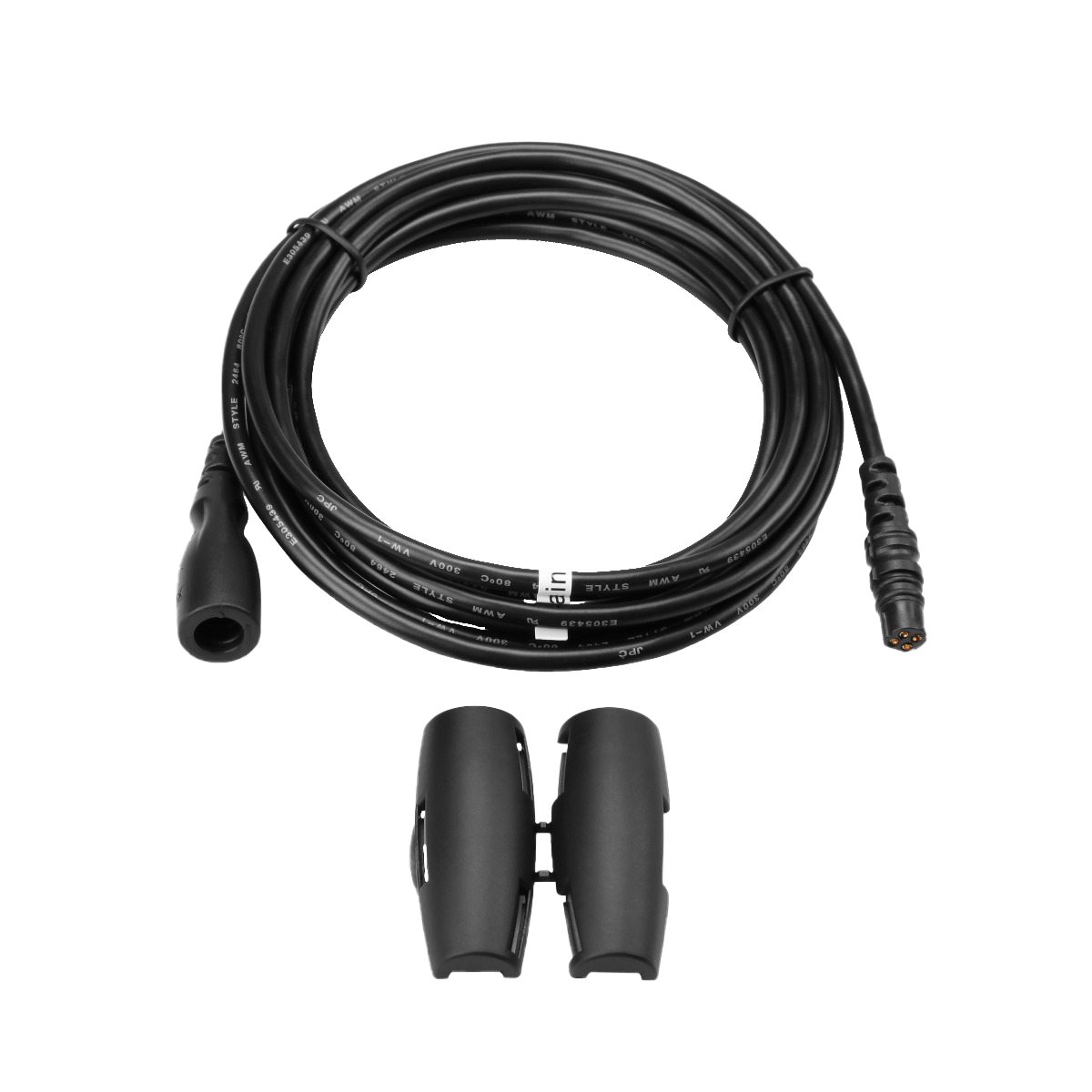 Garmin transducer extension cable, 10 ft, 4-pin, black with two mounting clips