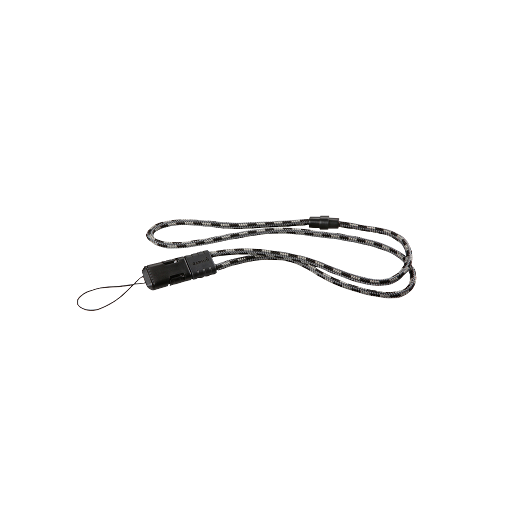 Garmin Quick Release Lanyard 010-11733-00; braided black and gray cord with plastic release buckle and loop