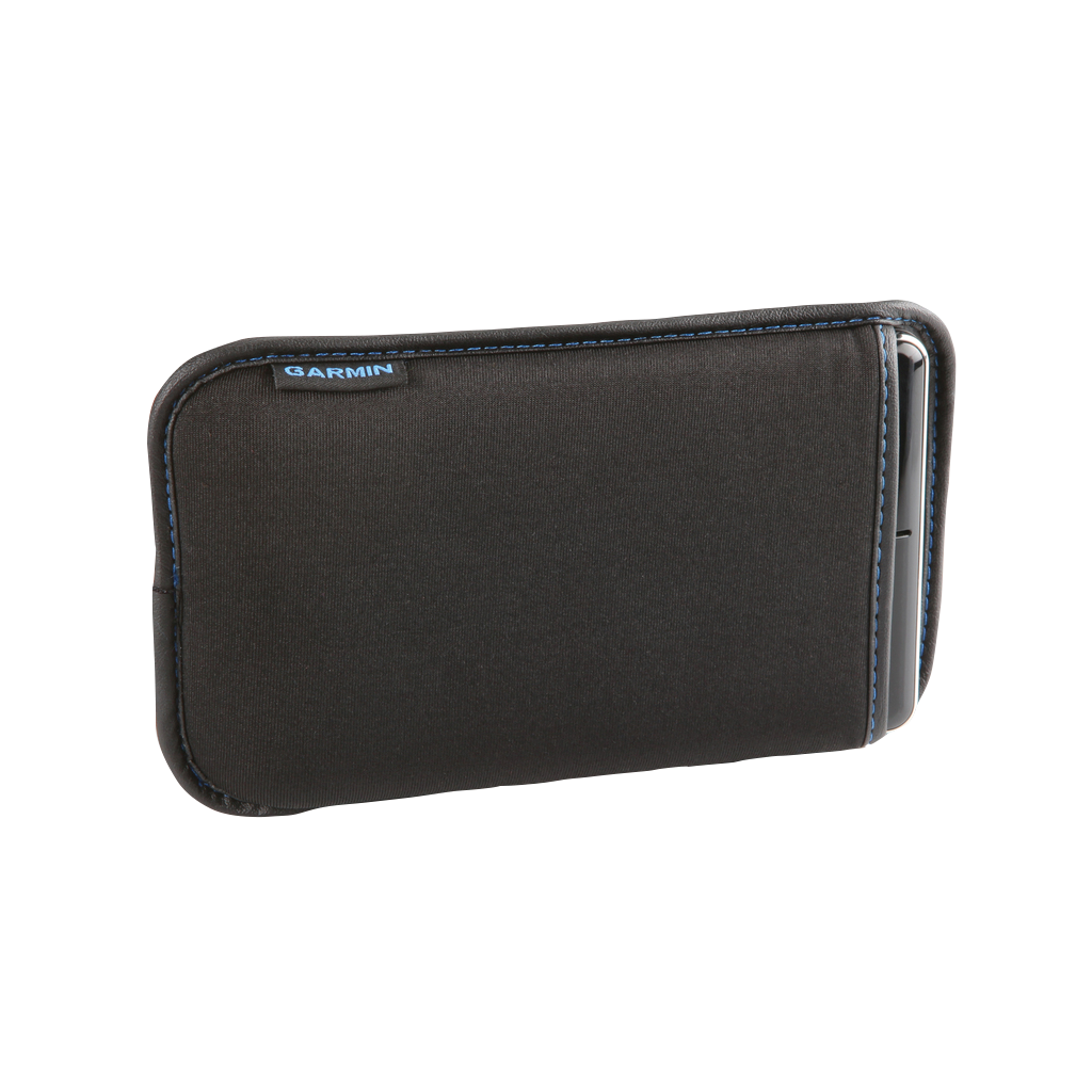 Garmin universal 5-inch soft carrying case, black with blue stitching