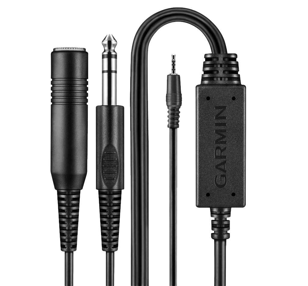 Garmin headset audio cable for VIRB X/XE, black inline adapter with 3.5mm plug