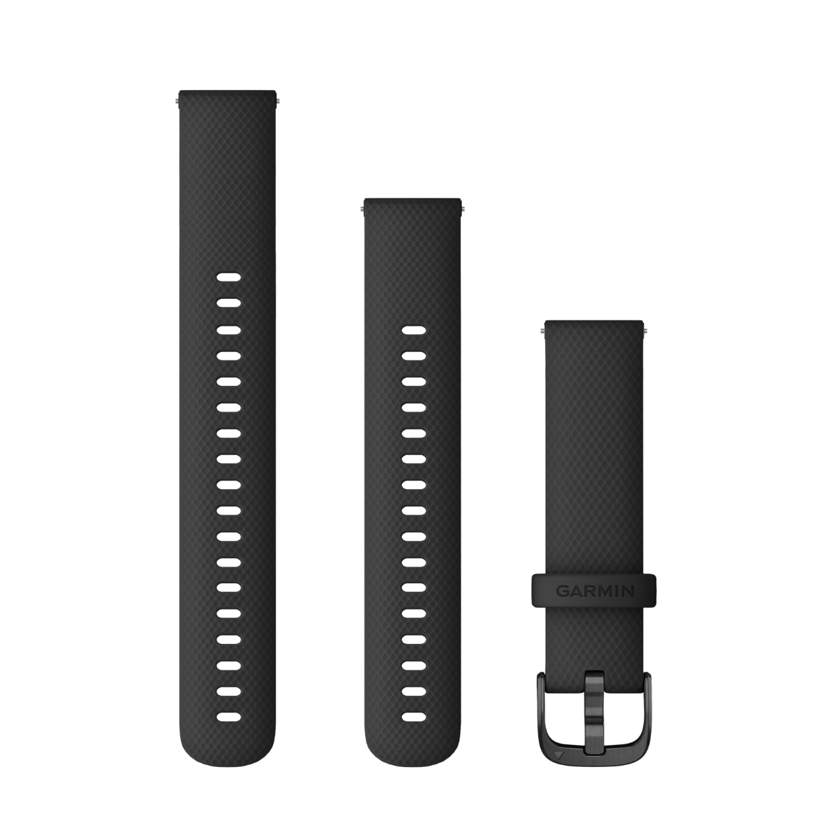 Garmin 18 mm Quick Release watch bands in black with slate hardware set of 3