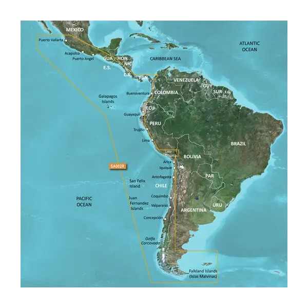 Garmin BlueChart g3 South America West Coast map card (HXSA002R) for microSD/SD