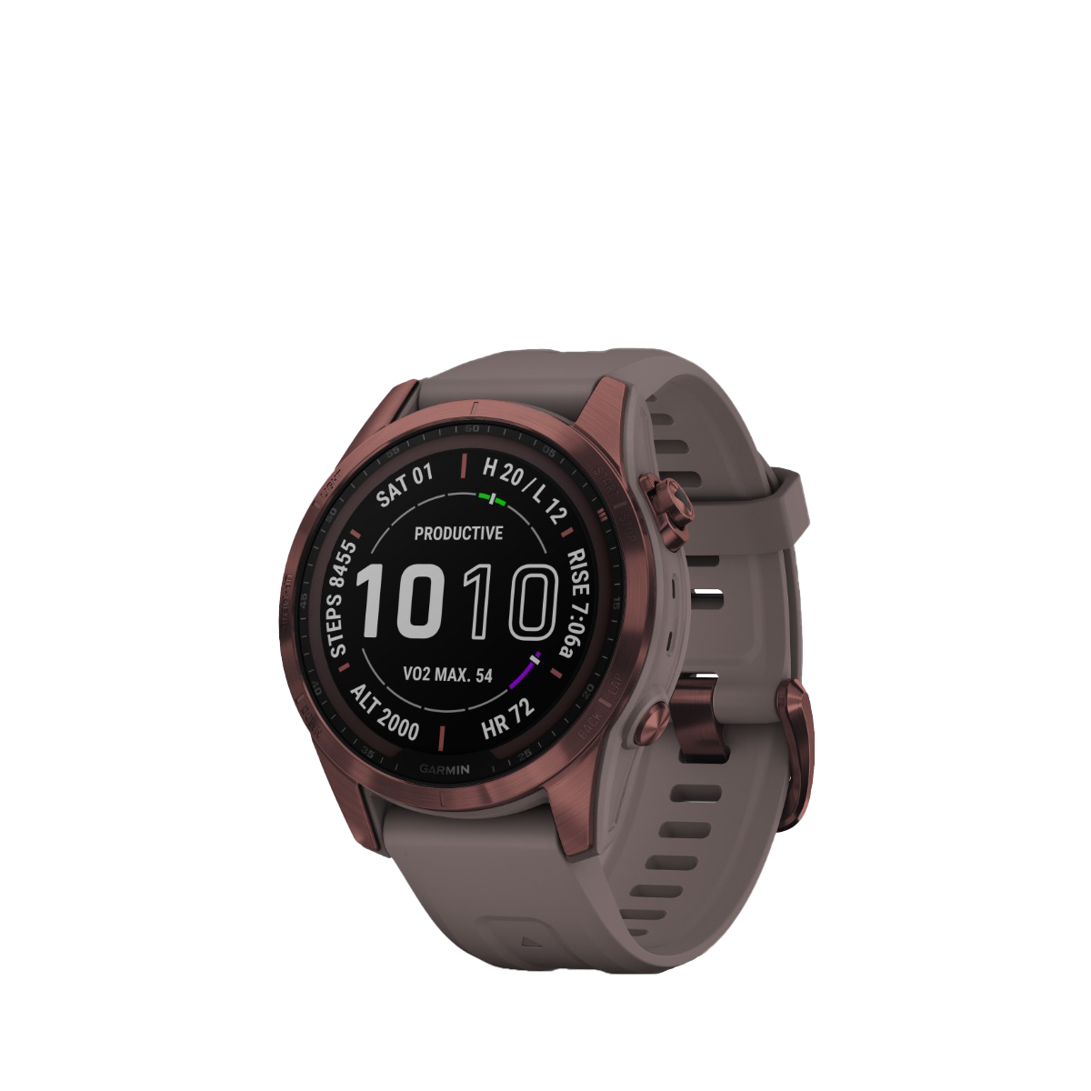 Garmin fenix 7S Sapphire Solar - Dark Bronze Titanium with Shale Gray Band (010-02539-28) by Garmin