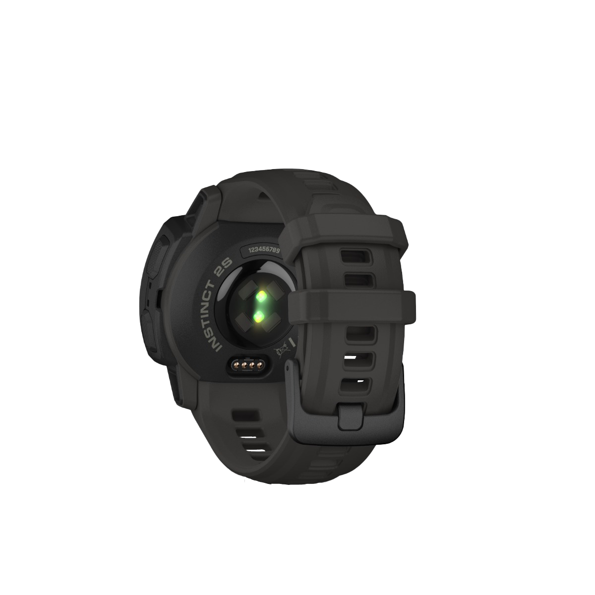 Garmin Instinct 2S Solar smartwatch, graphite case with black band, rear sensor module
