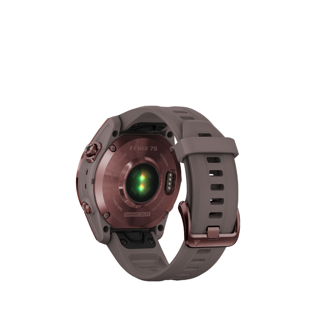 Garmin fenix 7S Sapphire Solar smartwatch with dark bronze titanium case and shale gray band