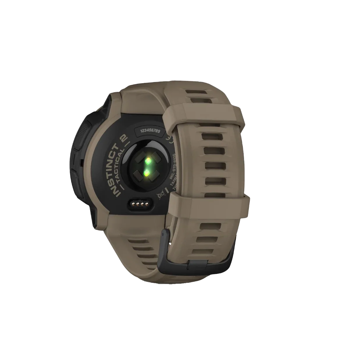 Garmin Instinct 2 Solar Tactical Edition smart watch in coyote tan with tan silicone strap