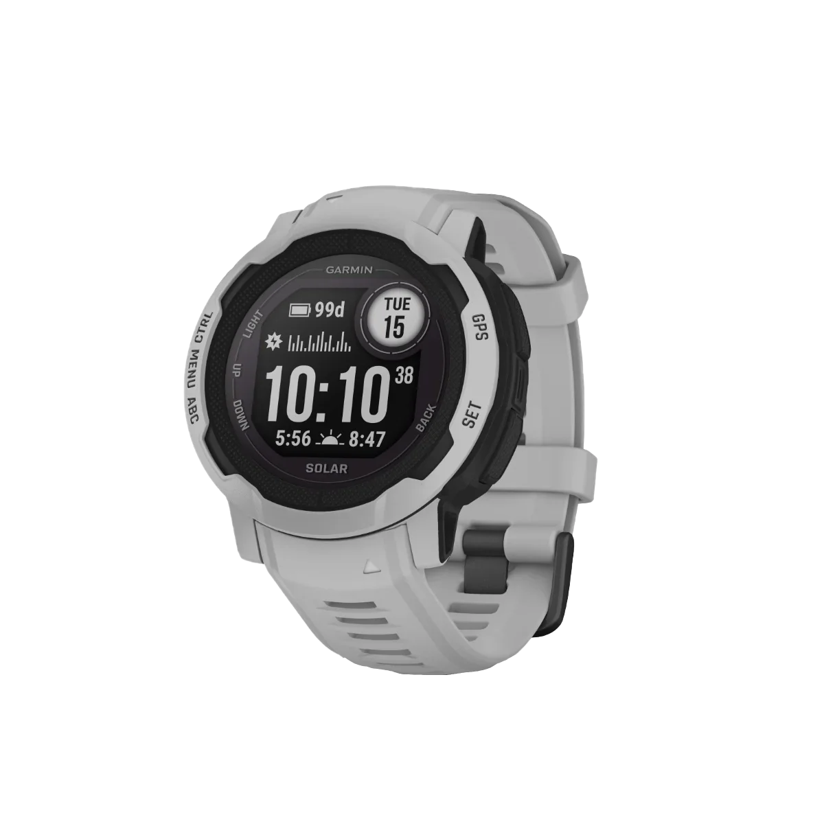 Garmin Instinct 2 Solar smartwatch, Mist Gray with light-gray strap