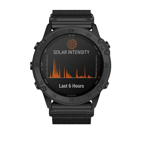 Garmin Tactix Delta Solar GPS smartwatch, black rugged design, solar-powered, certified refurbished