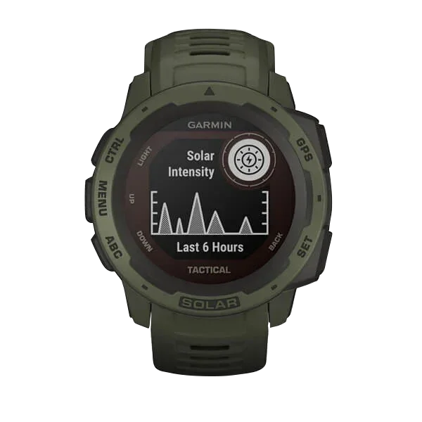 Garmin Instinct Solar Tactical Edition smartwatch in Moss green