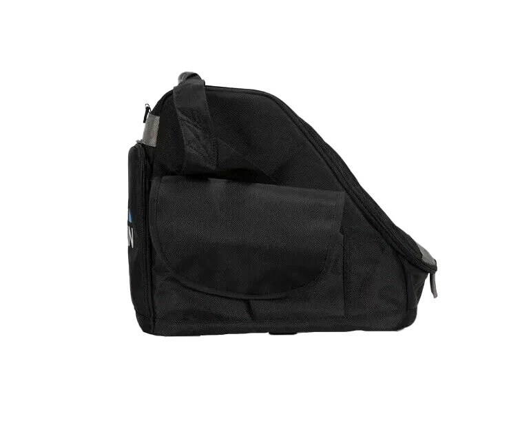 Garmin carrying case for marine electronics, black nylon bag with front and side pockets.