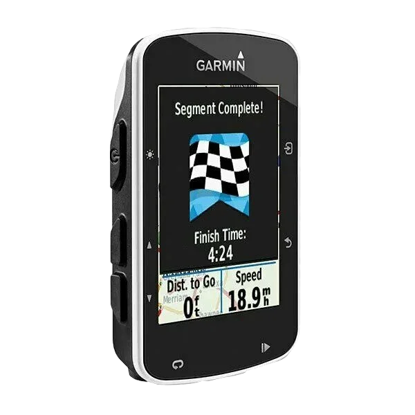 Garmin Edge 520 bicycle computer, refurbished, black with silver trim.