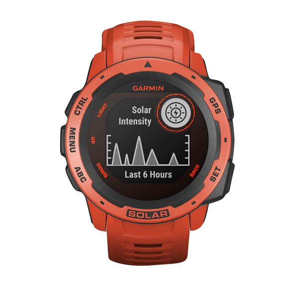 Garmin Instinct Solar smartwatch, Flame Red, rugged GPS
