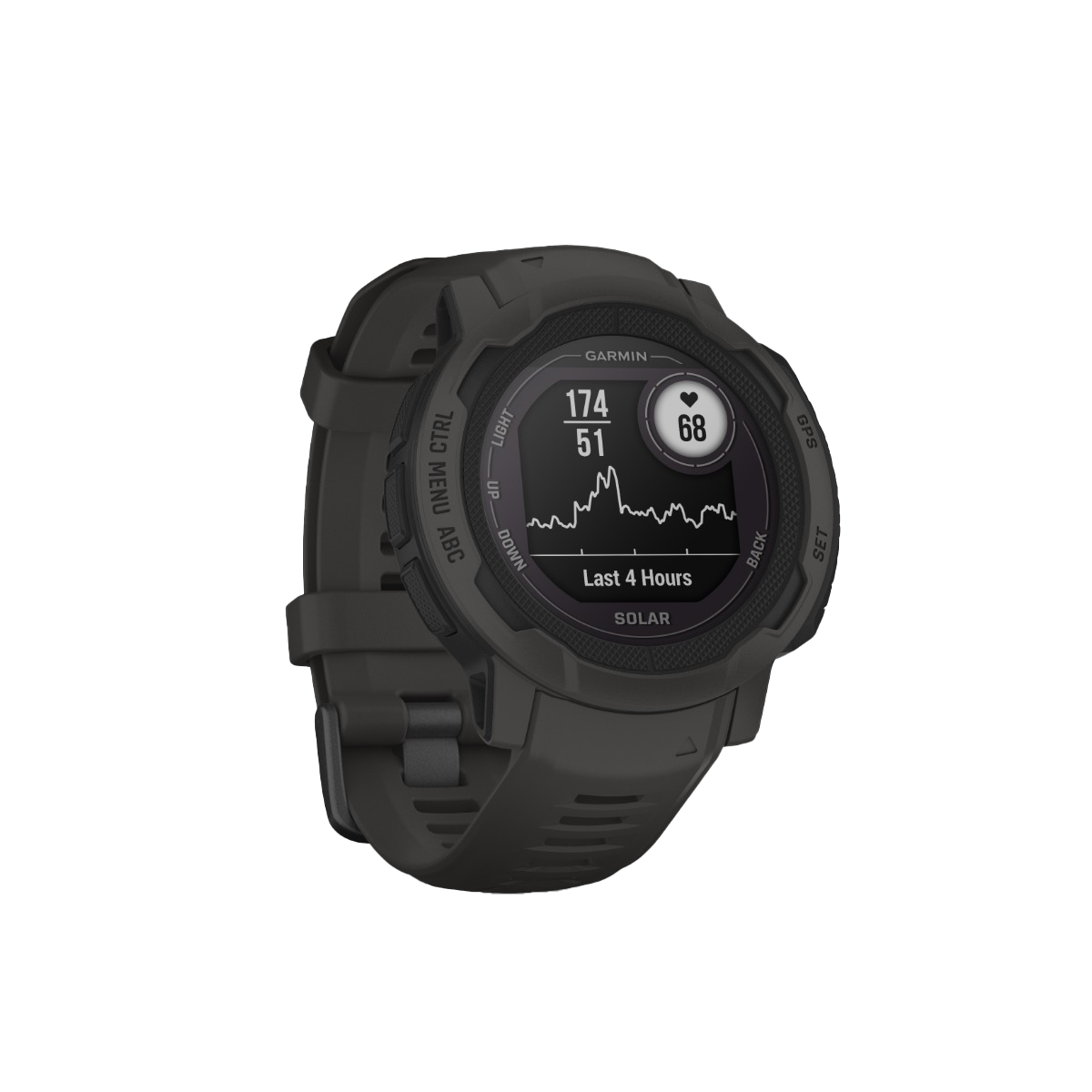 Garmin Instinct 2 Solar graphite smartwatch with rugged black strap