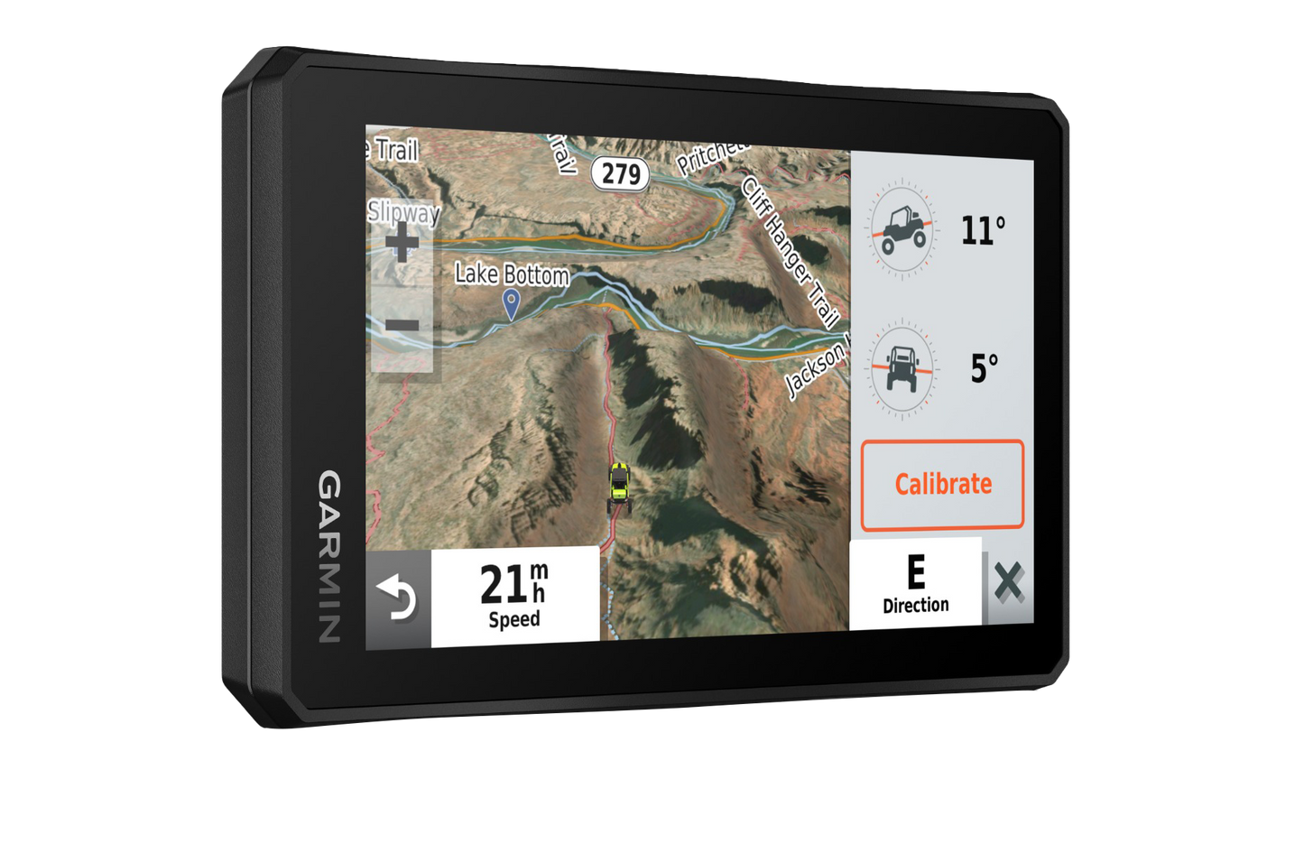 Garmin Tread Powersport GPS in black with Ride Radio, map view and speed readout