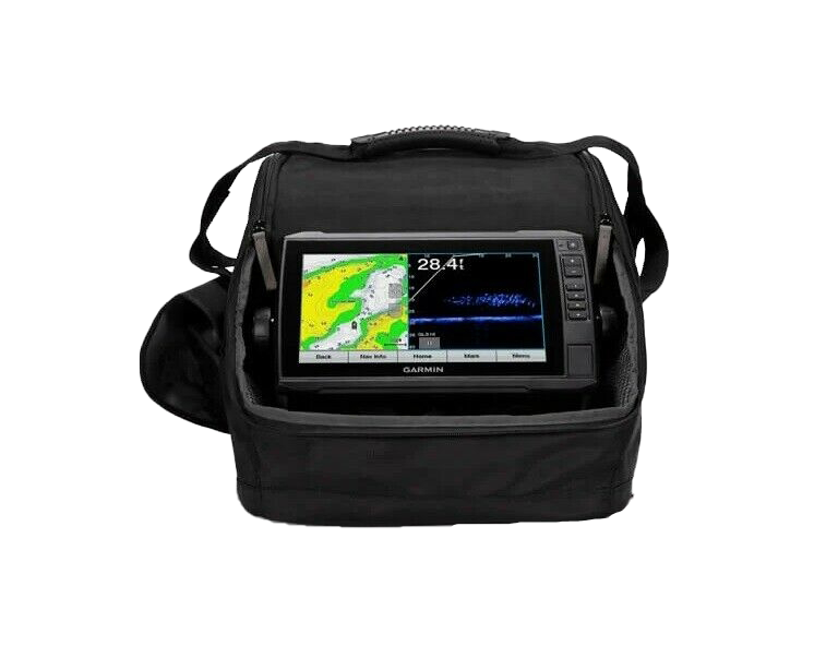 Garmin Panoptix LiveScope Ice Fishing Bundle with ECHOMAP UHD 93sv in a black protective bag