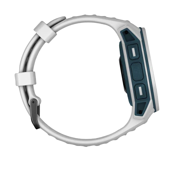 Garmin Instinct Solar Cloudbreak rugged GPS smartwatch, certified refurbished, blue bezel with white strap