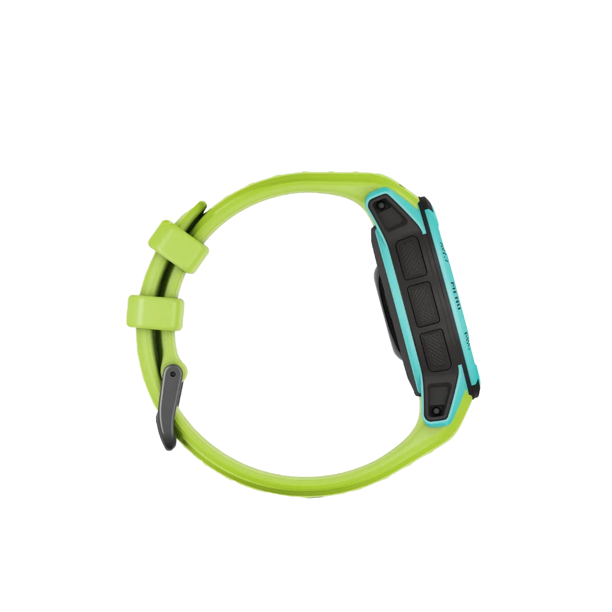 Garmin Instinct 2S Surf Edition Waikiki smartwatch with neon lime band and turquoise case