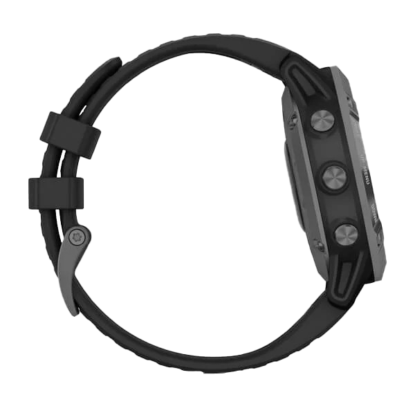Garmin Fenix 6 Pro Solar smartwatch in slate gray with black band