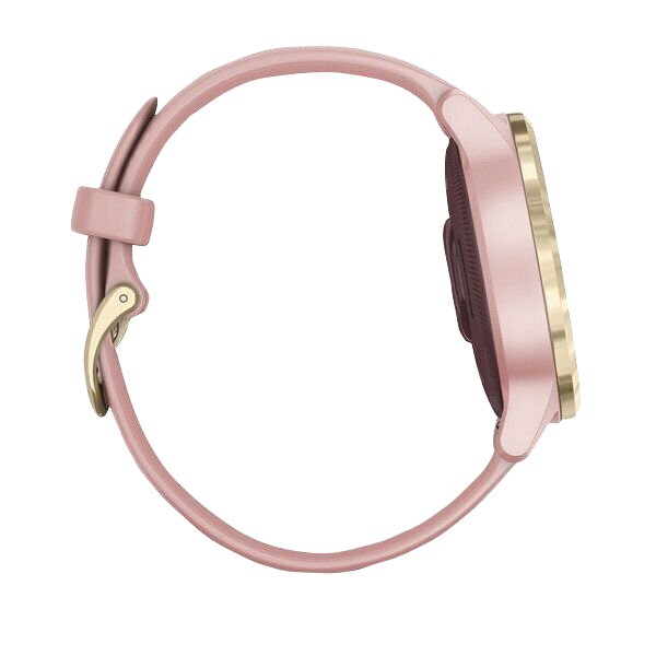 Garmin Vivoactive 4S smartwatch, light gold case with dust rose silicone band, GPS, certified refurbished