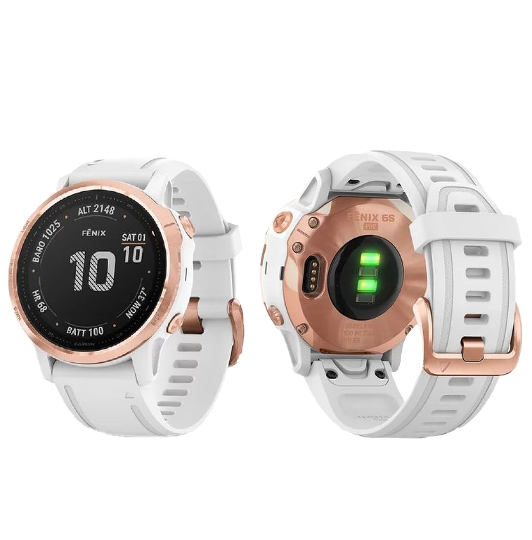 Garmin fenix 6S Pro, Rose Gold Bezel with White Band, GPS Smartwatch (Garmin Certified Refurbished) by Garmin
