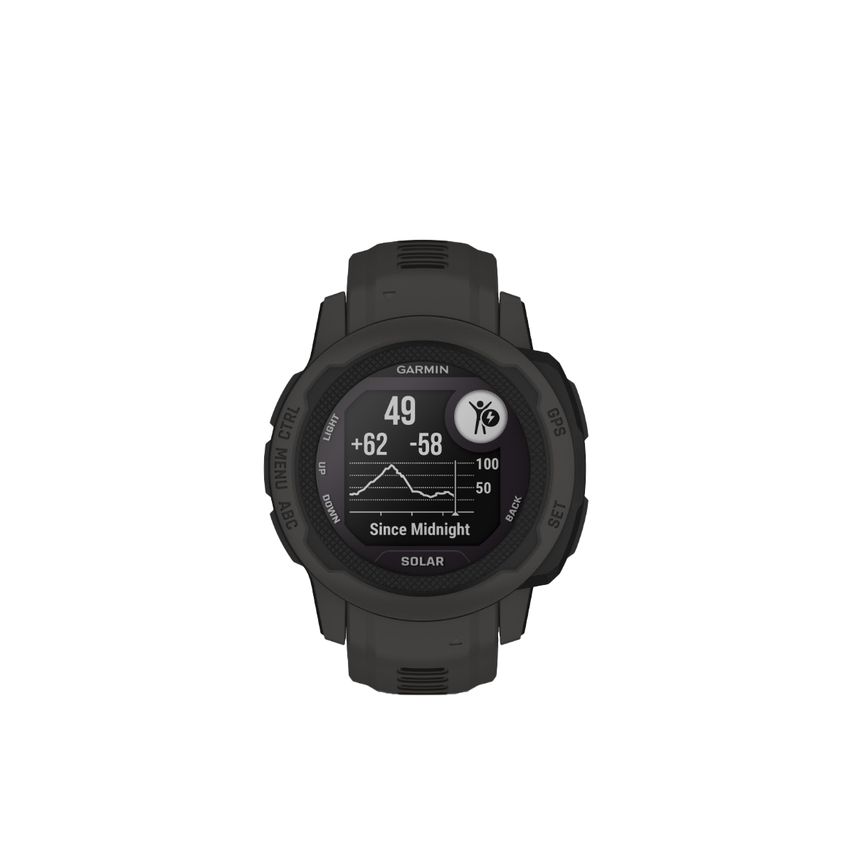 Garmin Instinct 2S Solar smartwatch, graphite color, model 010-02564-10
