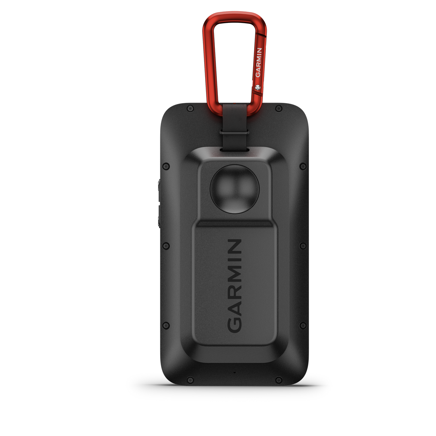 Garmin Approach G82 launch monitor GPS golf handheld with black body and red carabiner clip