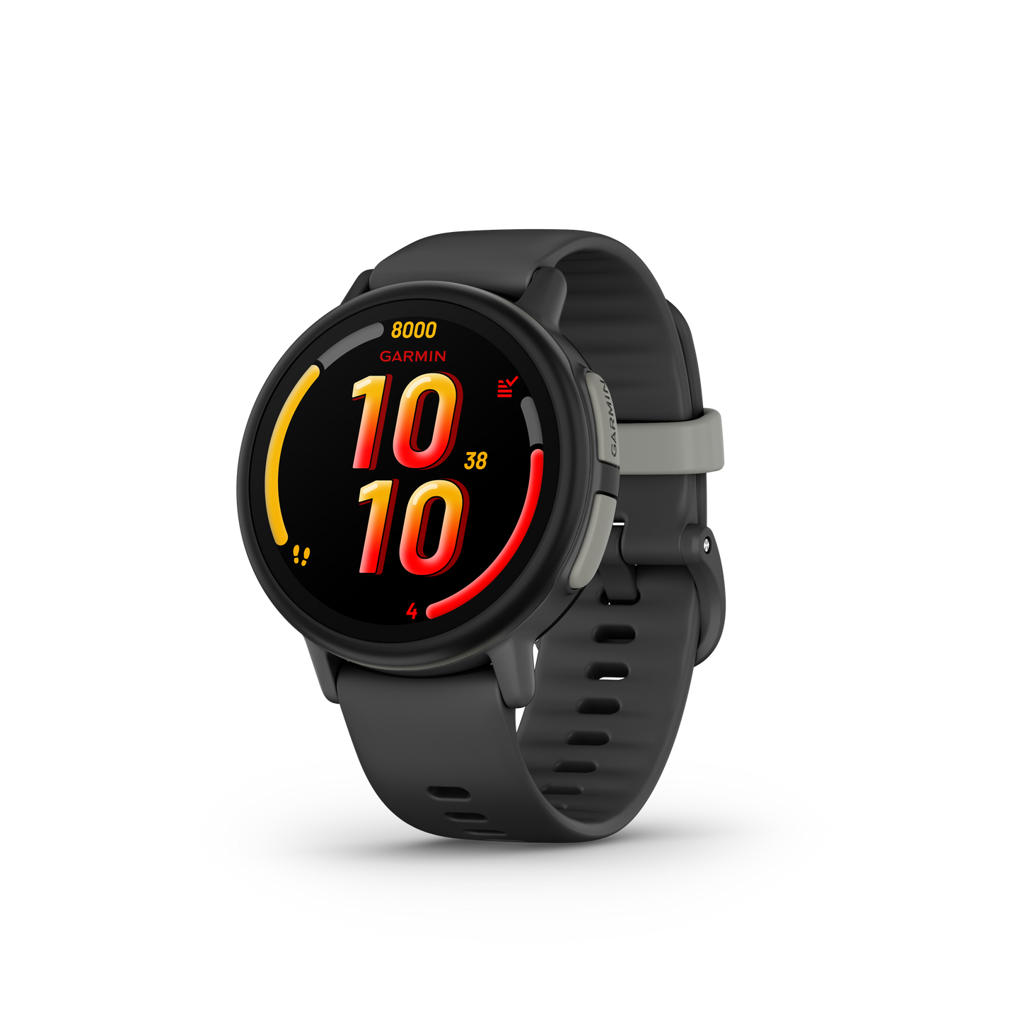 Garmin Bounce 2 smartwatch, slate gray band, Garmin logo visible