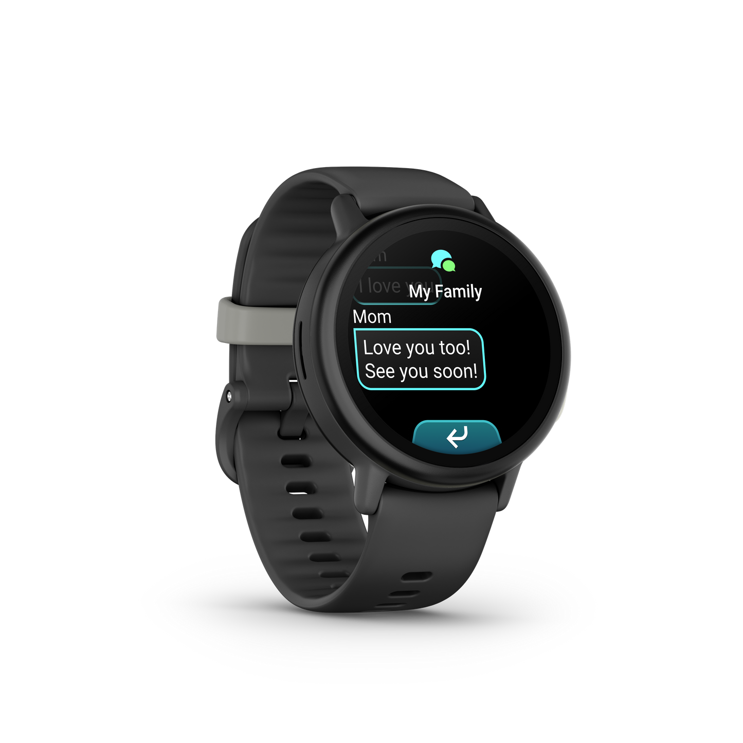Garmin Bounce 2 smartwatch, slate gray with silicone strap and round display