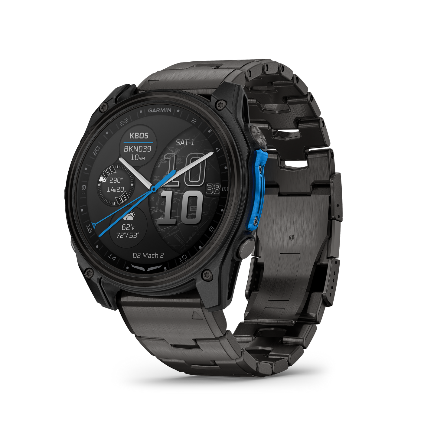 Garmin D2 Mach 1 Pro, montre connectée aviateur 51 mm avec bracelet en titane ventilé (010-02804-80)