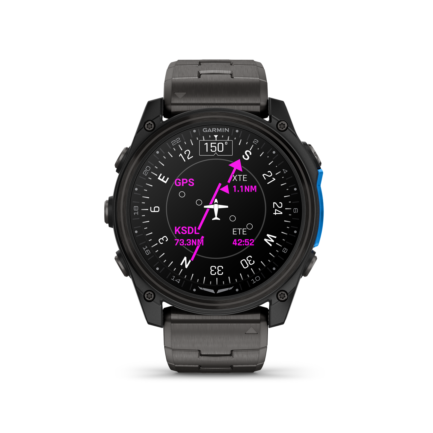 Garmin D2 Mach 2 aviation smartwatch, 51 mm, carbon DLC titanium case with vented titanium band