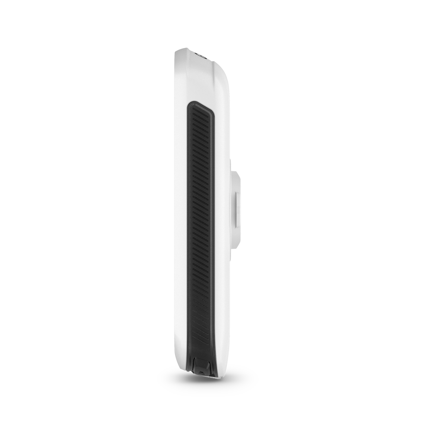 Garmin Edge Explore 2 bicycle computer in white with black textured grip, side view