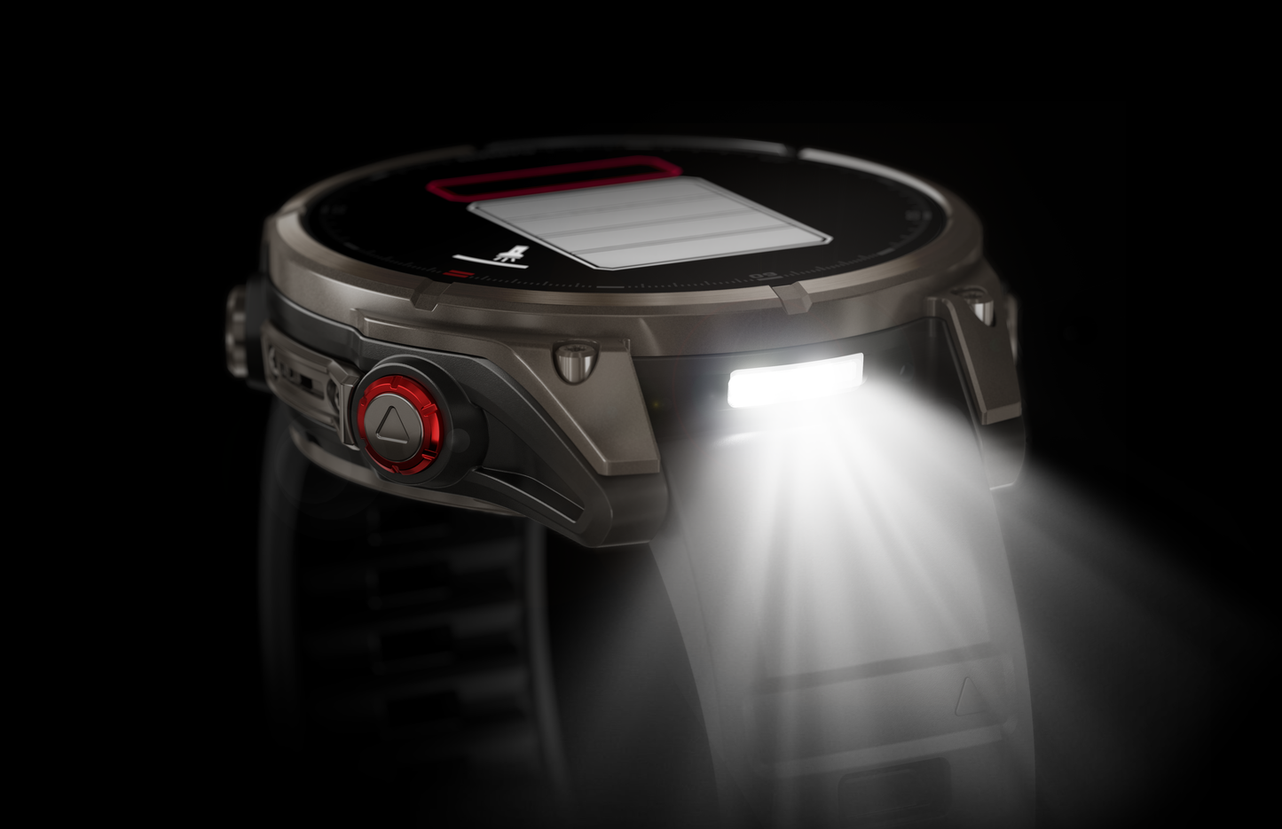 Garmin Fenix 8 Pro smartwatch with titanium case and graphite/black silicone band, 51 mm AMOLED display