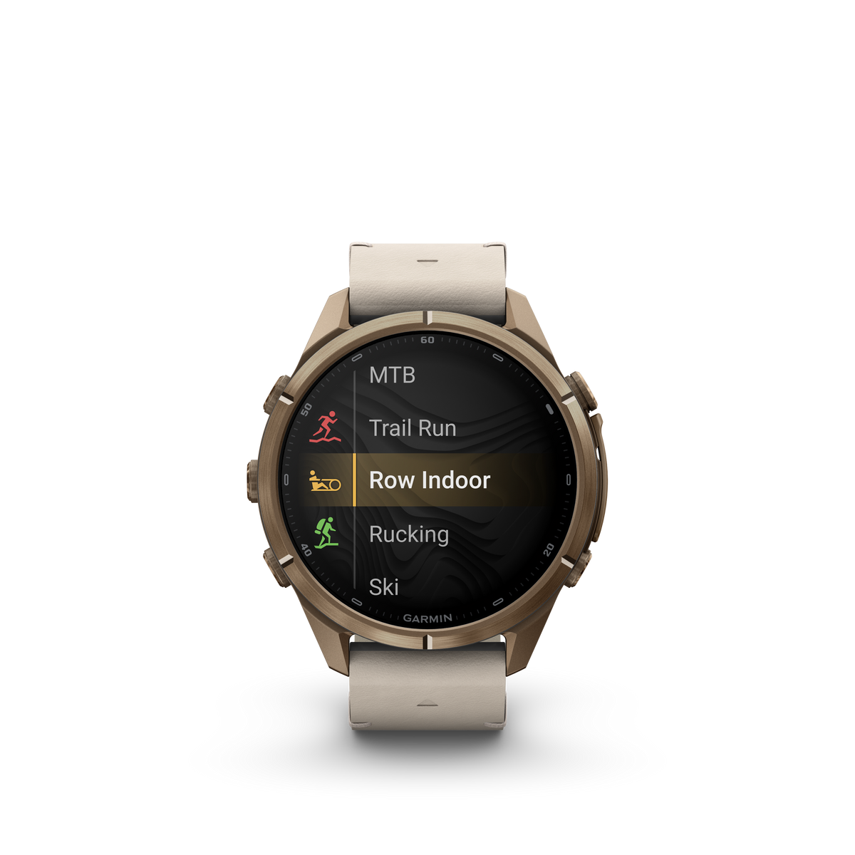 Garmin Fenix 9 Pro inReach AMOLED, (43mm), Gold Titanium w/ Bone Leather and Cream and Gray Silicone Band (010-04335-40)