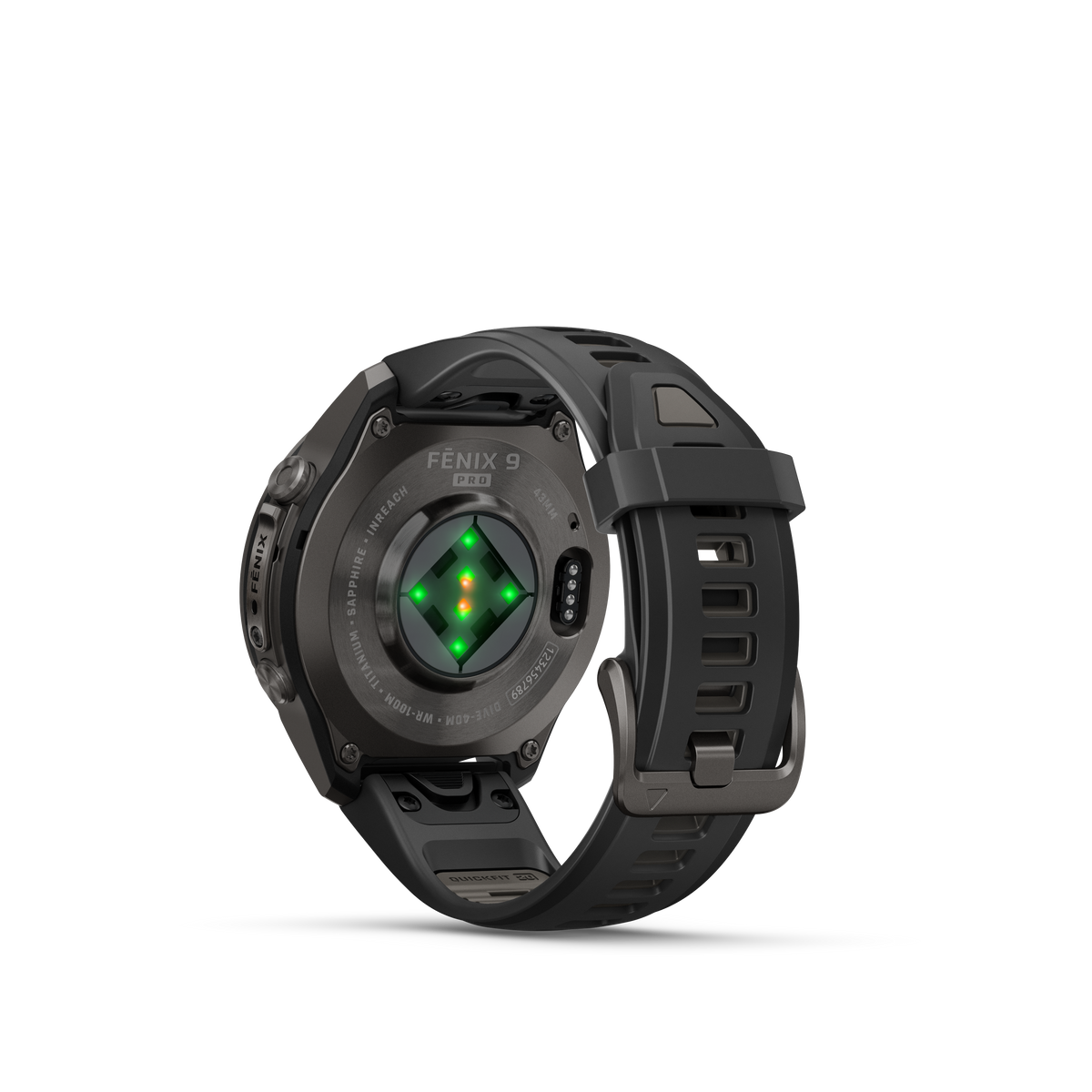 Garmin Fenix 9 Pro inReach AMOLED, (43mm), DLC Titanium w/ Black and Gray Silicone Band (010-04335-10)