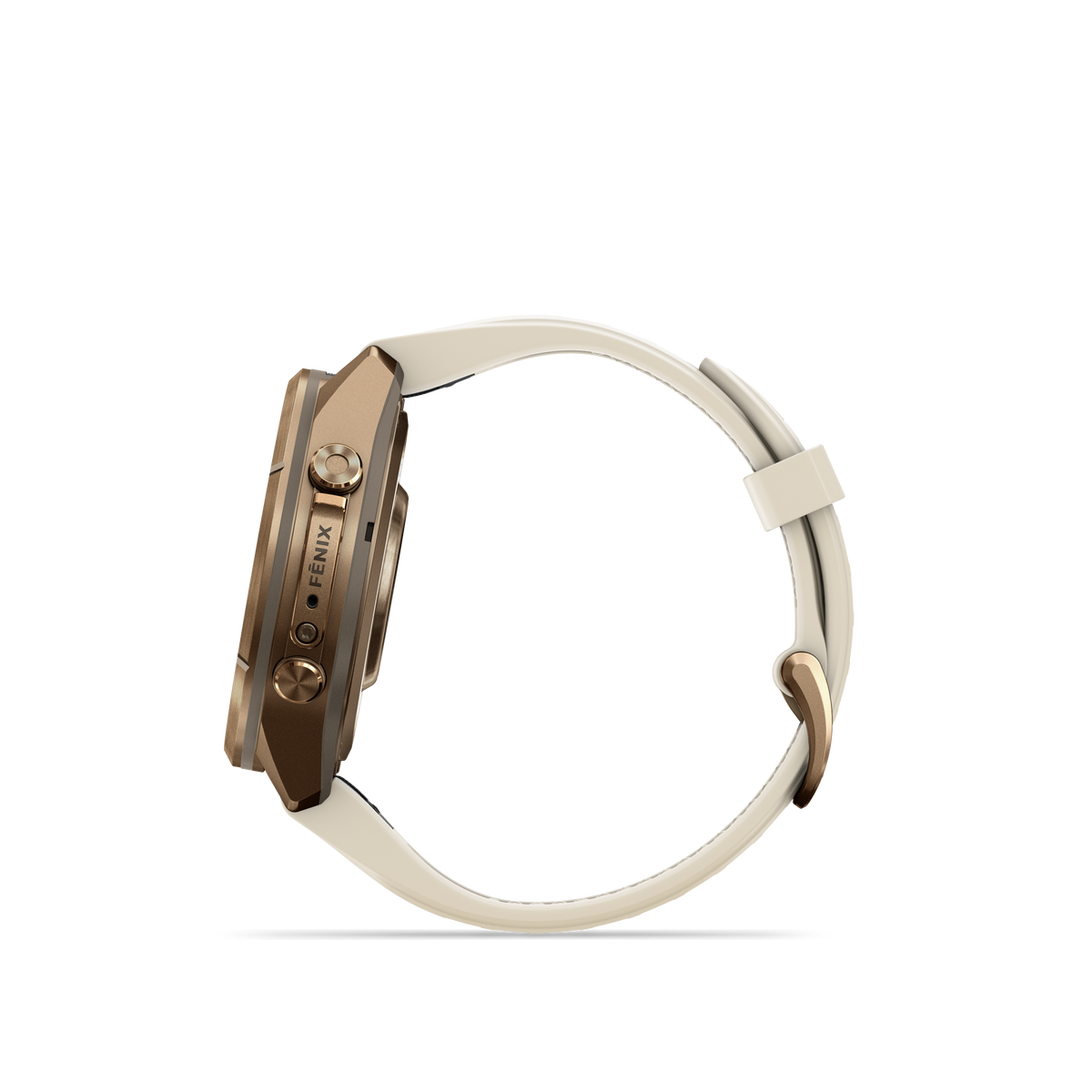 Garmin Fenix 9 Pro inReach AMOLED, (43mm), Gold Titanium w/ Cream and Gray Silicone Band (010-04335-20)