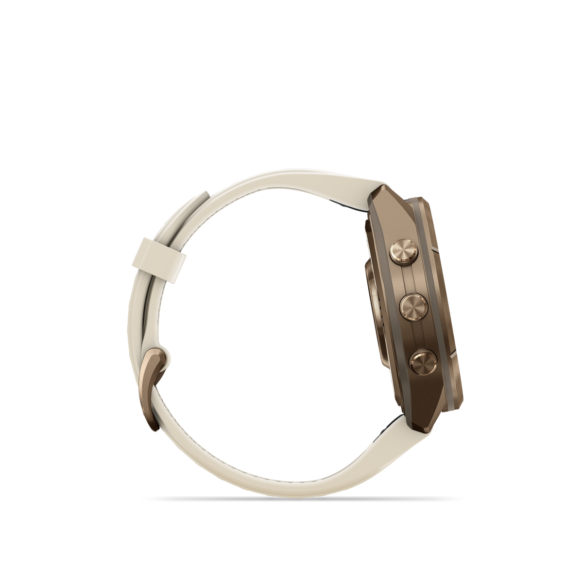 Garmin Fenix 9 Pro inReach AMOLED, (43mm), Gold Titanium w/ Cream and Gray Silicone Band (010-04335-20)