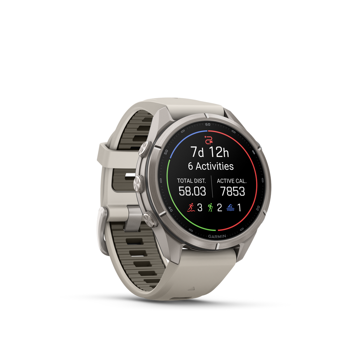 Garmin Fenix 9 Pro inReach AMOLED, (43mm), Titanium w/ Gray and Sandstone Silicone Band (010-04335-80)
