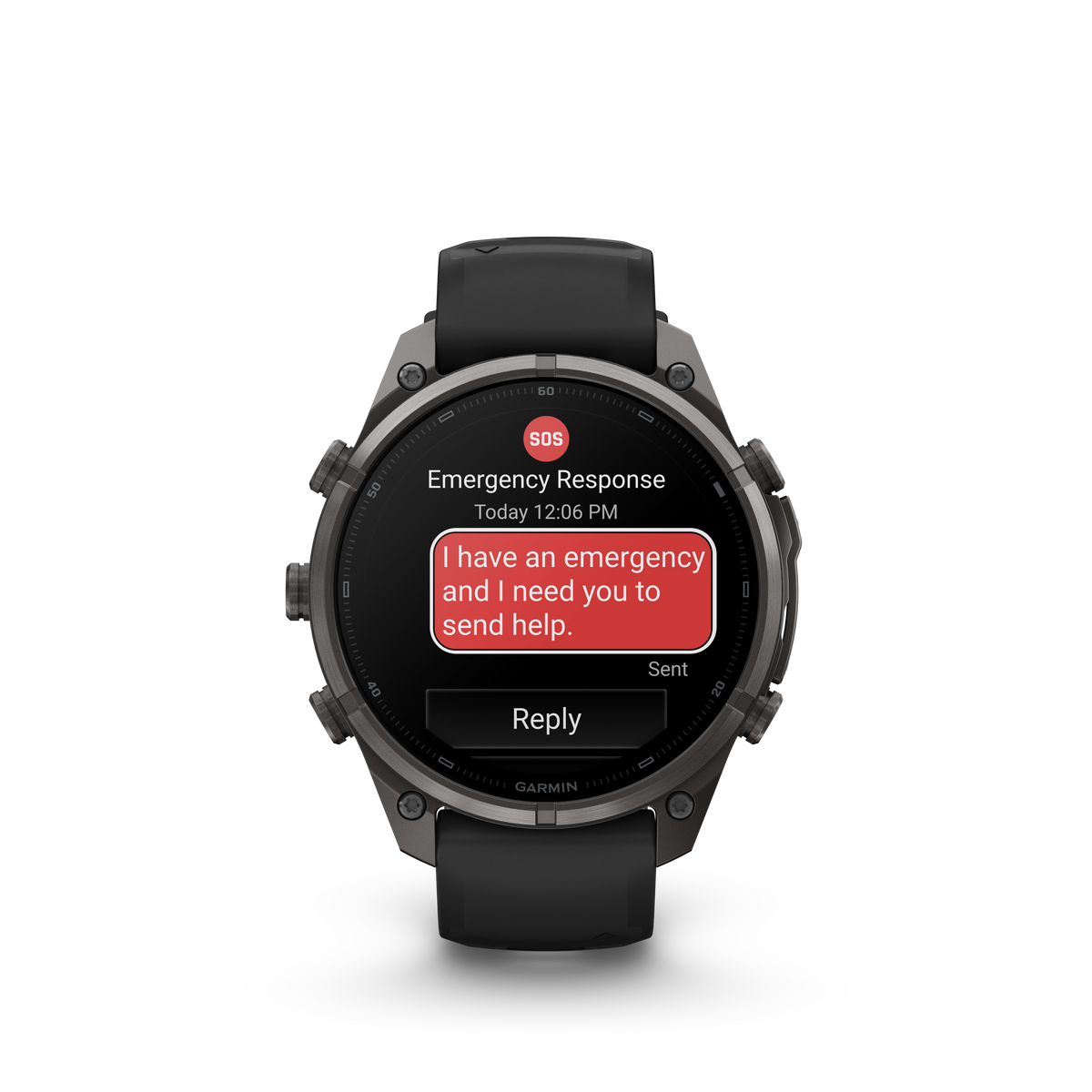 Garmin Fenix 9 Pro inReach AMOLED 47mm DLC titanium smartwatch with black and gray silicone band