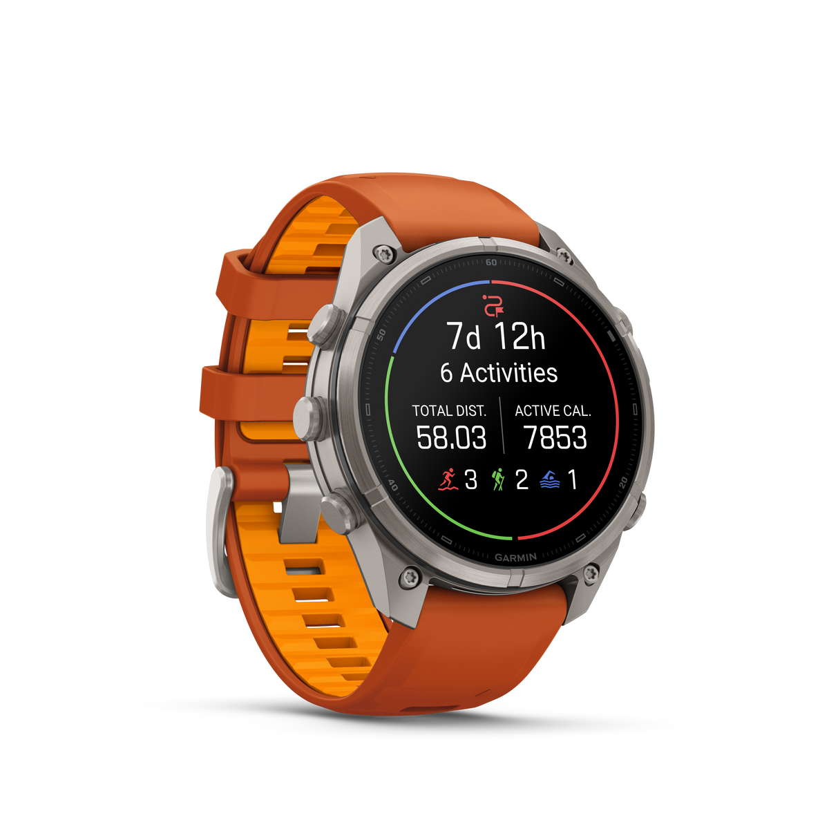 Garmin Fenix 9 Pro AMOLED, (47mm), Titanium w/ Orange Silicone Band (010-04336-05)