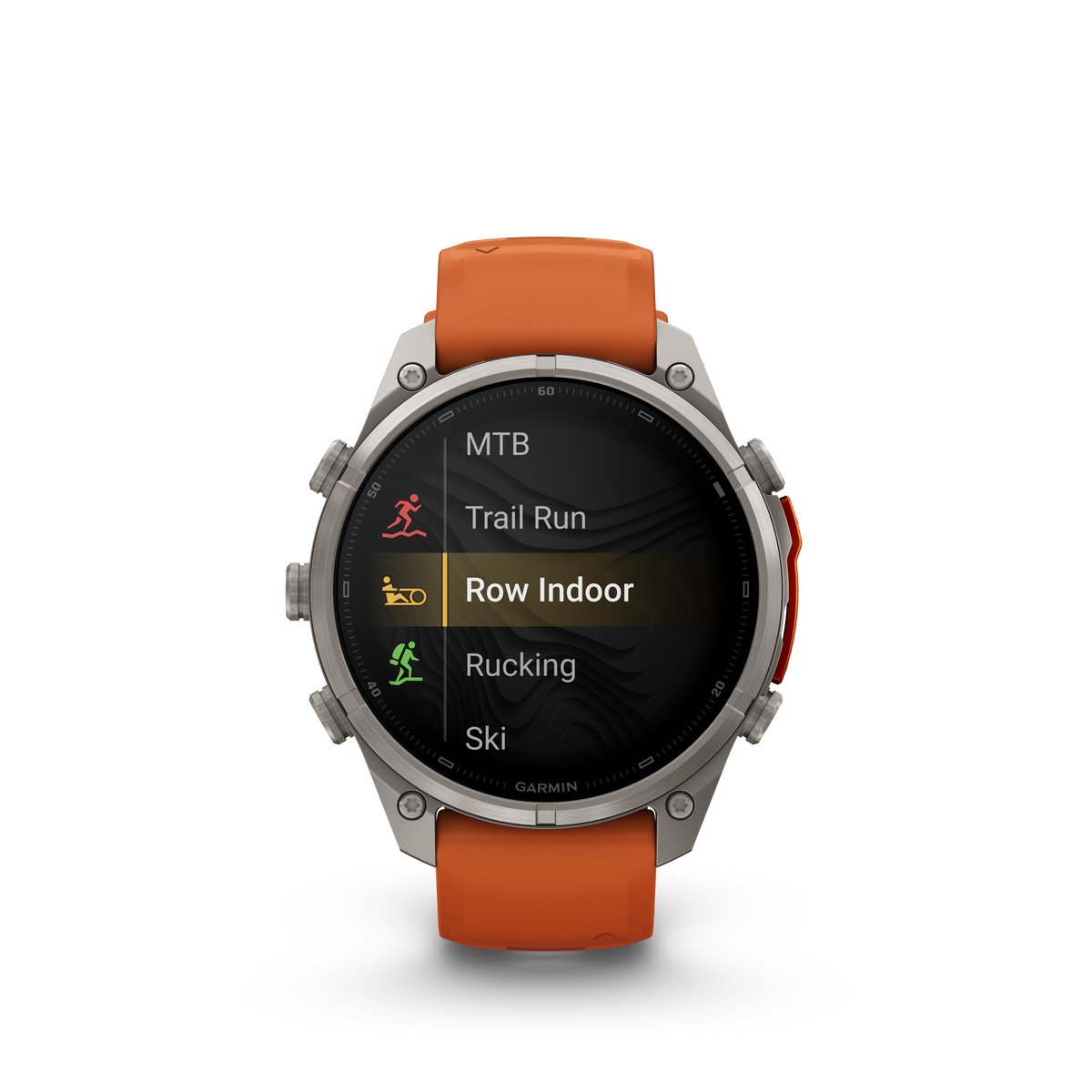 Garmin Fenix 9 Pro inReach AMOLED 47mm titanium smartwatch with orange silicone band